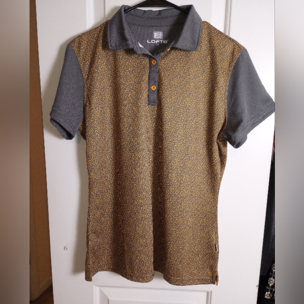 Loft8 Gray Shirt with Yellow Pattern
